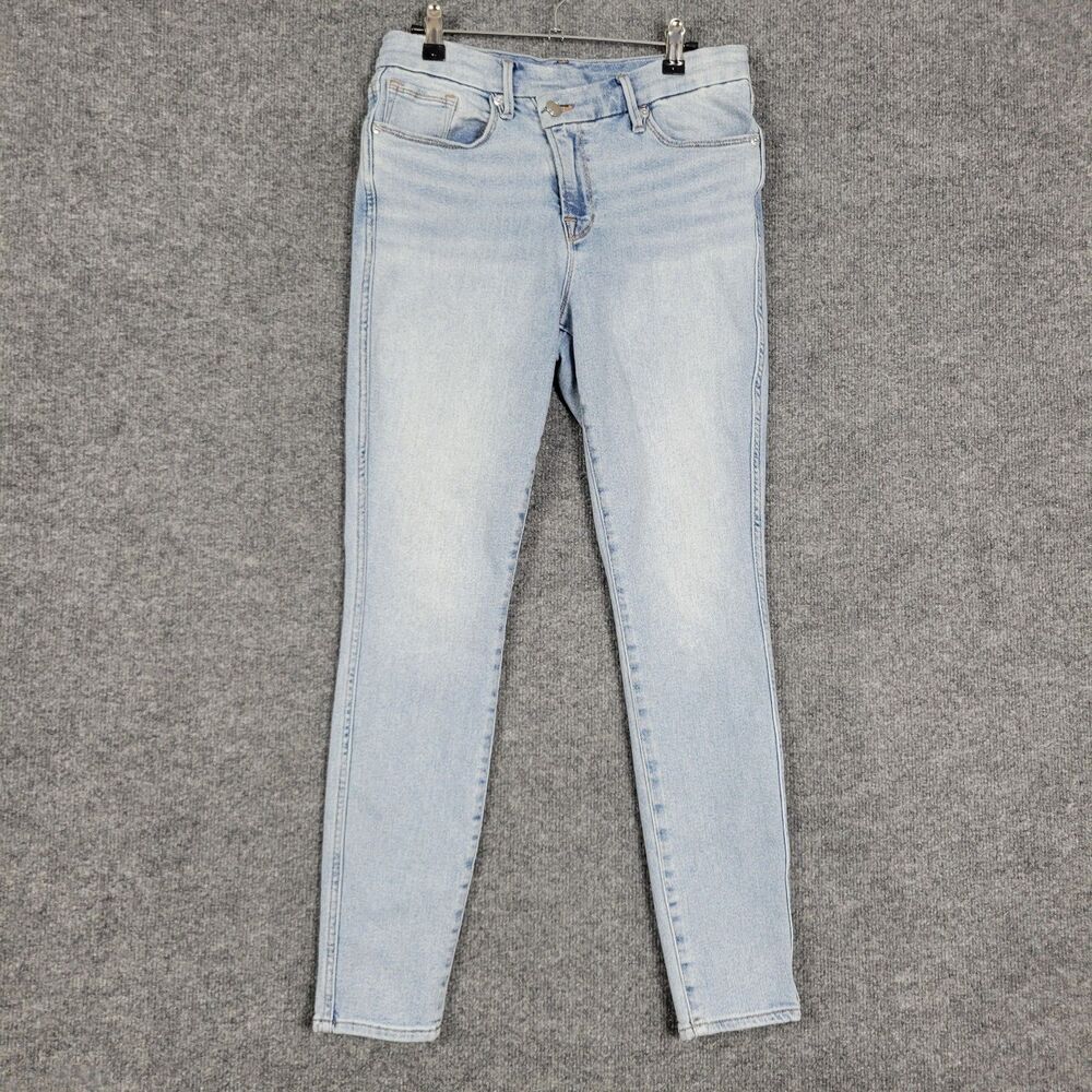 GOOD AMERICAN Good Curve Crossover Skinny Stretch Denim Blue Jeans SIZE 8 / 29 - Picture 3 of 14